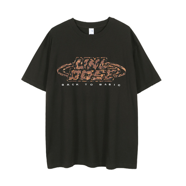 Short-sleeved letter foam craft solid color loose-fitting t-shirt 151
