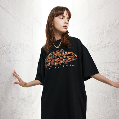Short-sleeved letter foam craft solid color loose-fitting t-shirt 151