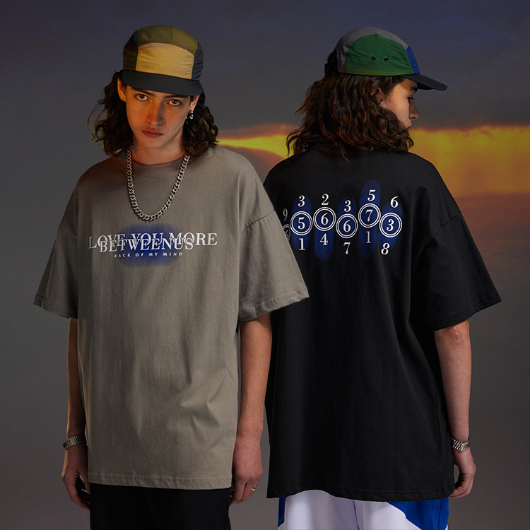 Simple men's niche design letter printing round neck bottoming short sleeves 150