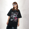 Abstract print cross half-sleeved dark pattern lazy high street round neck T 130