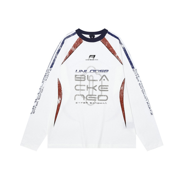 Combed cotton crew neck long sleeves sports loose 163