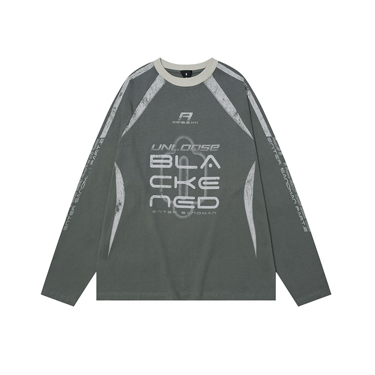 Combed cotton crew neck long sleeves sports loose 163