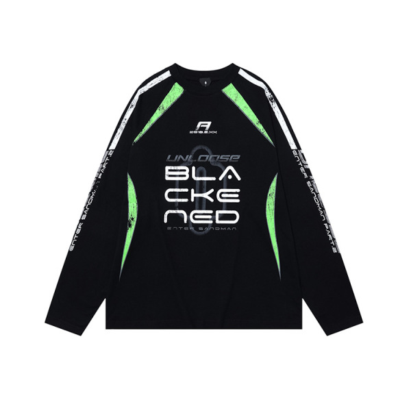 Combed cotton crew neck long sleeves sports loose 163