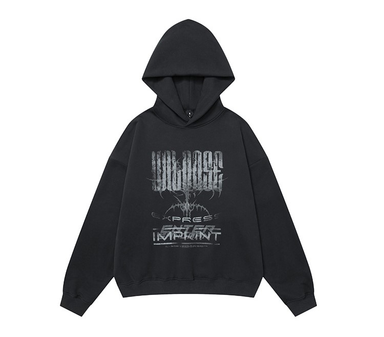 Printed Thick Velvet Hooded Sweatshirt 161